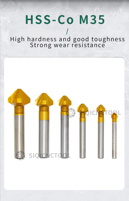 HSS Fasen Anfasen Cutter Schaftfräser Werkzeug Senker Bohrer Set Zu Holz Stell Fasen Cutter Power Tool 3 Flöte 90 grad