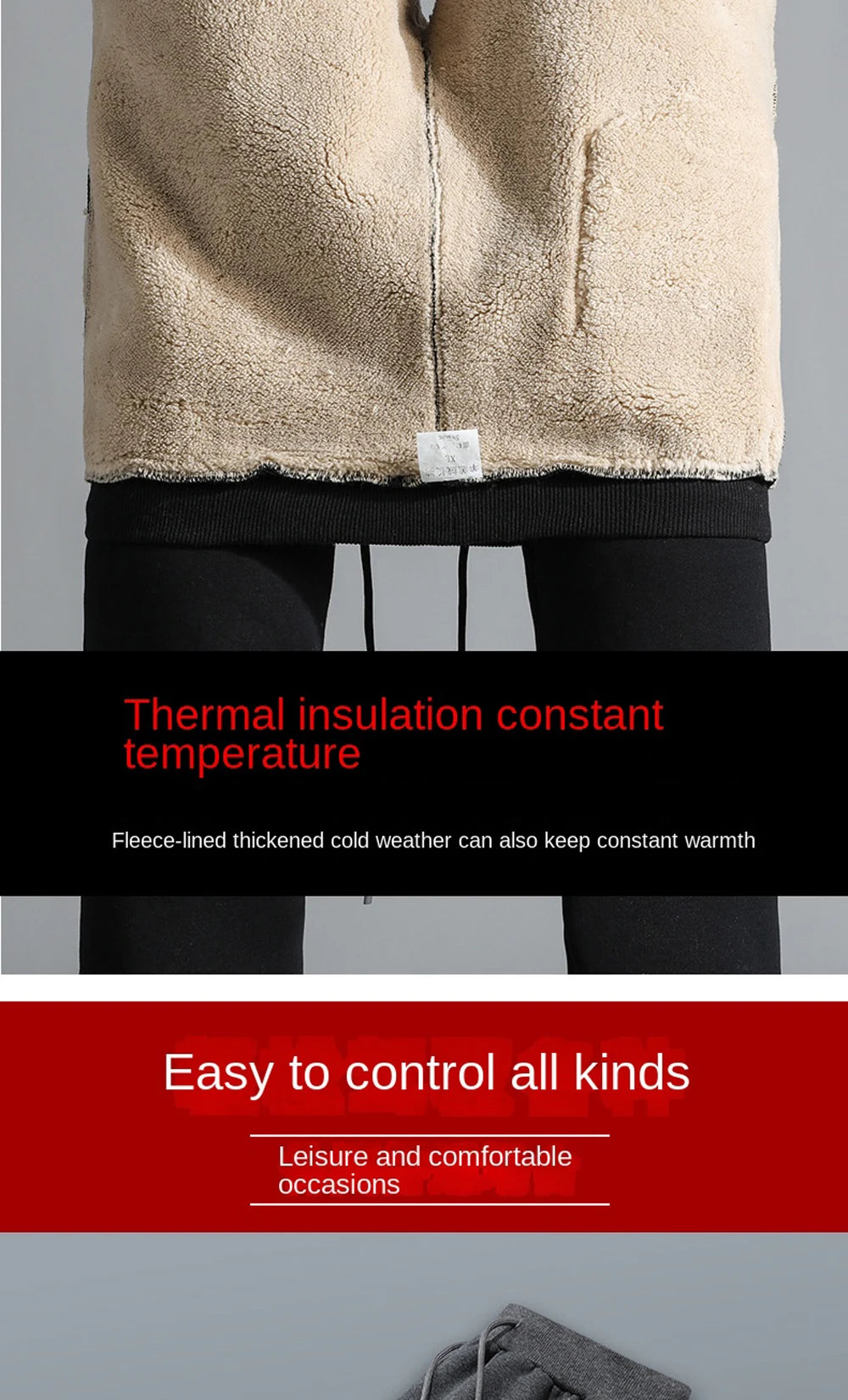 Winter Lambswool Warm Pants Men's Thick Fleece Thermal Trousers Men Fitness Jogging Drawstring Pants Male Sweatpants.