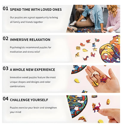 Unique Elephant Wooden Puzzle, Adult Stress Relief Toys, Irregular Animal Shapes, Holiday Birthday Gift.