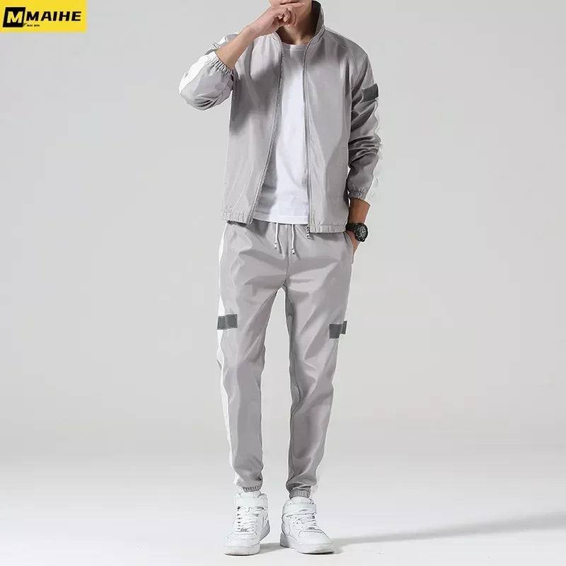 2Pcs Men Tracksuit Hoodie Tops Joggers Pants Tracksuit Set Male Running Jogging Sportswear Hooded Pants Mens Sweat Suit 2024.