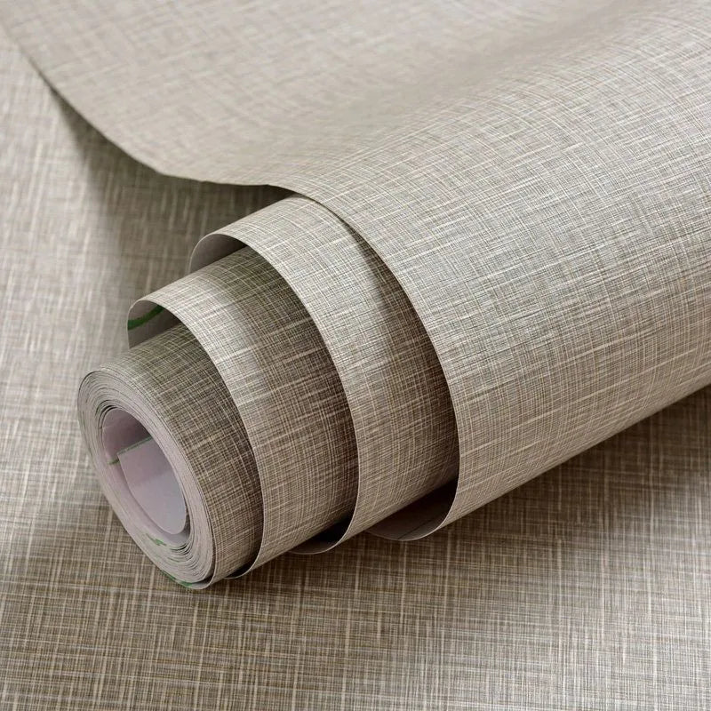 Selbstklebende Tapete, wasserdicht, einfarbig, Leinenmuster, Wohnzimmer, Schlafzimmer, Zimmer, Schrank, Dekoration, Aufkleber