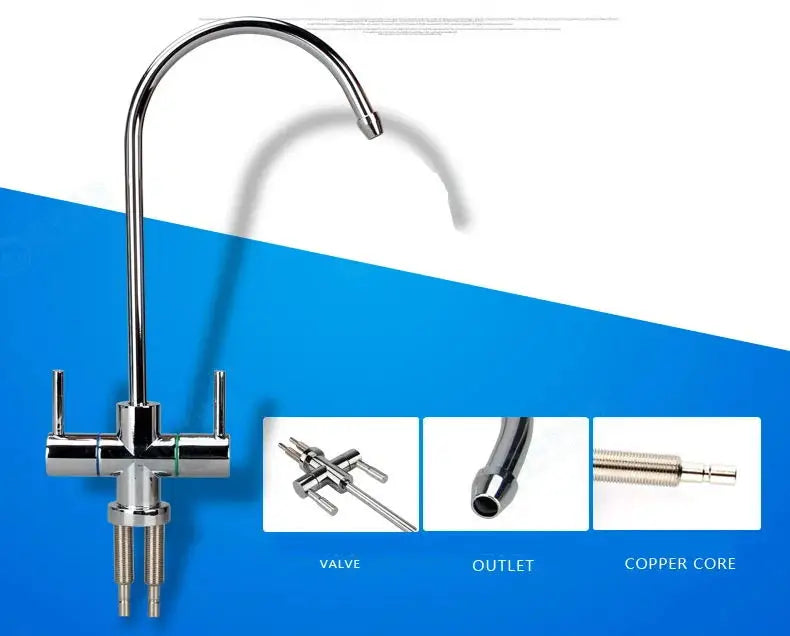 Stainless Steel Double Outlet Faucet Set Water purifier Tap Kitchen RO Faucet Double Inlet And Outlet tap 1/4 Inch Connect Hose