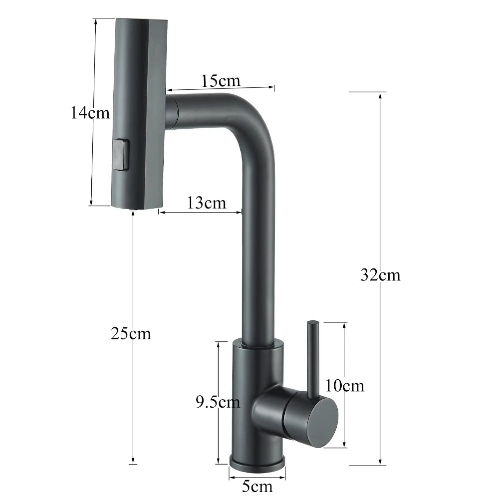 Brushed/Black Kitchen Faucet Pull Out Swivel Waterfall Sprayer Sink Mixer Faucet Brushed Nickel Faucet