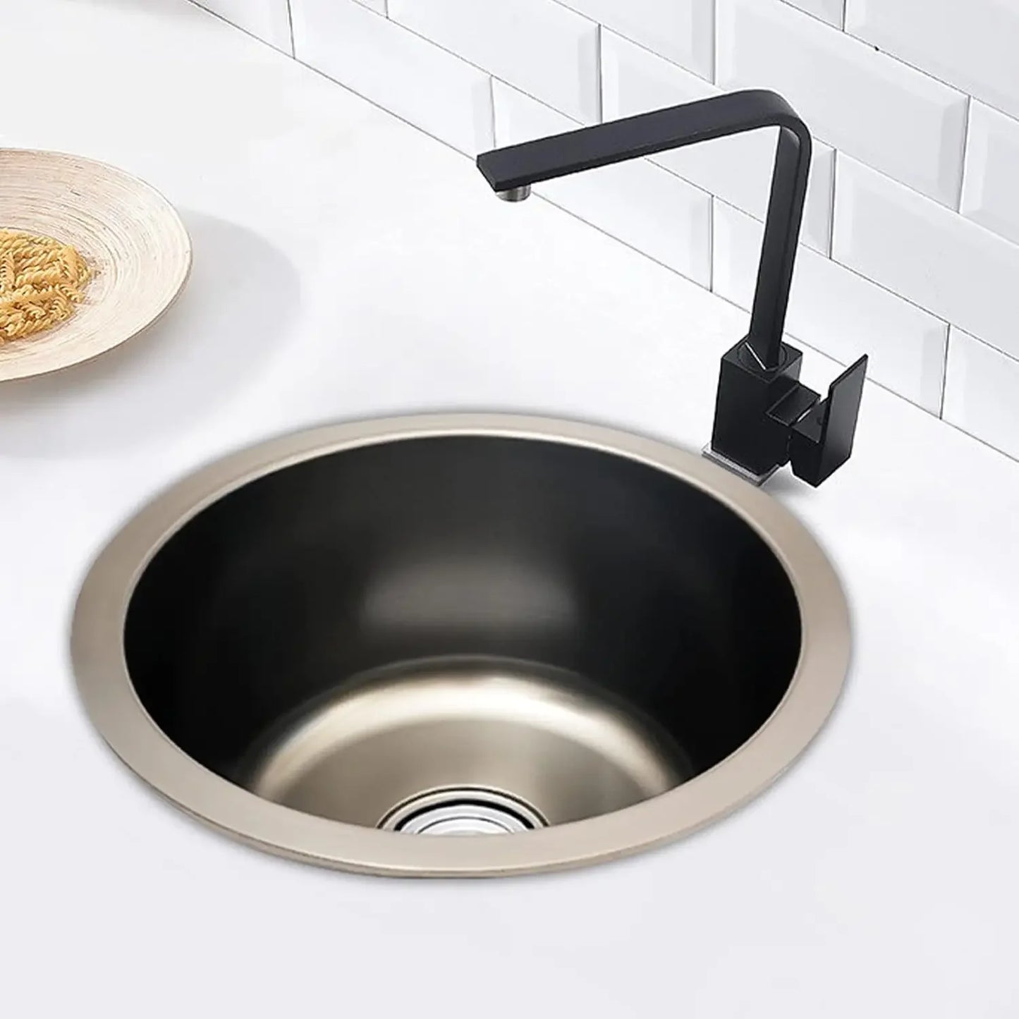 Rundes Waschbecken aus Edelstahl, moderner minimalistischer Stil, Küchen- und Badezimmerwaschbecken, Nano-Beschichtung, Einzelwaschbecken für Zuhause, Restaurants