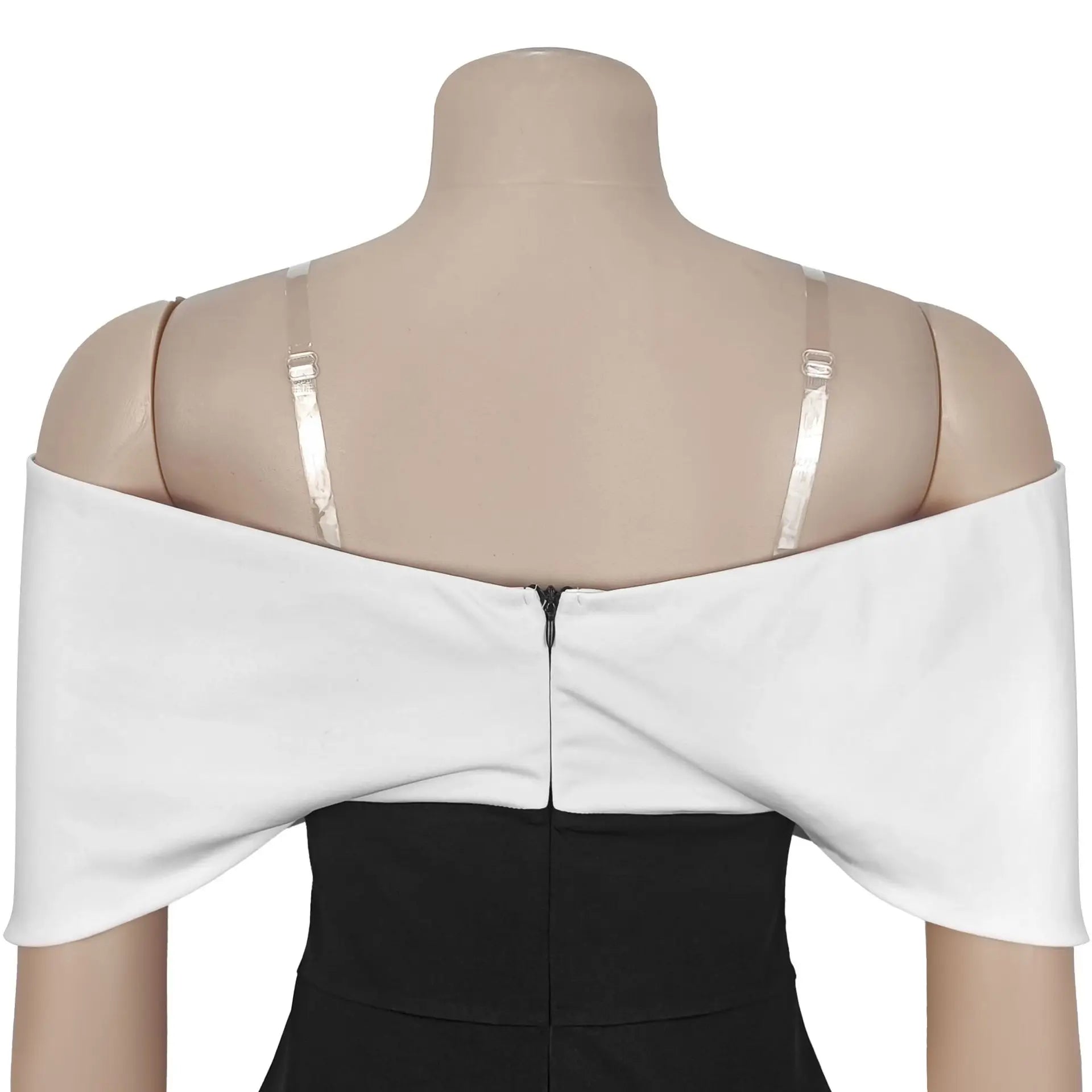 HBLL Women's Off The Shoulder Color-Block Back Zipper Wide Legs Jumpsuits One Piece Outfits Elegant Patchwork Rompers Clubwear.