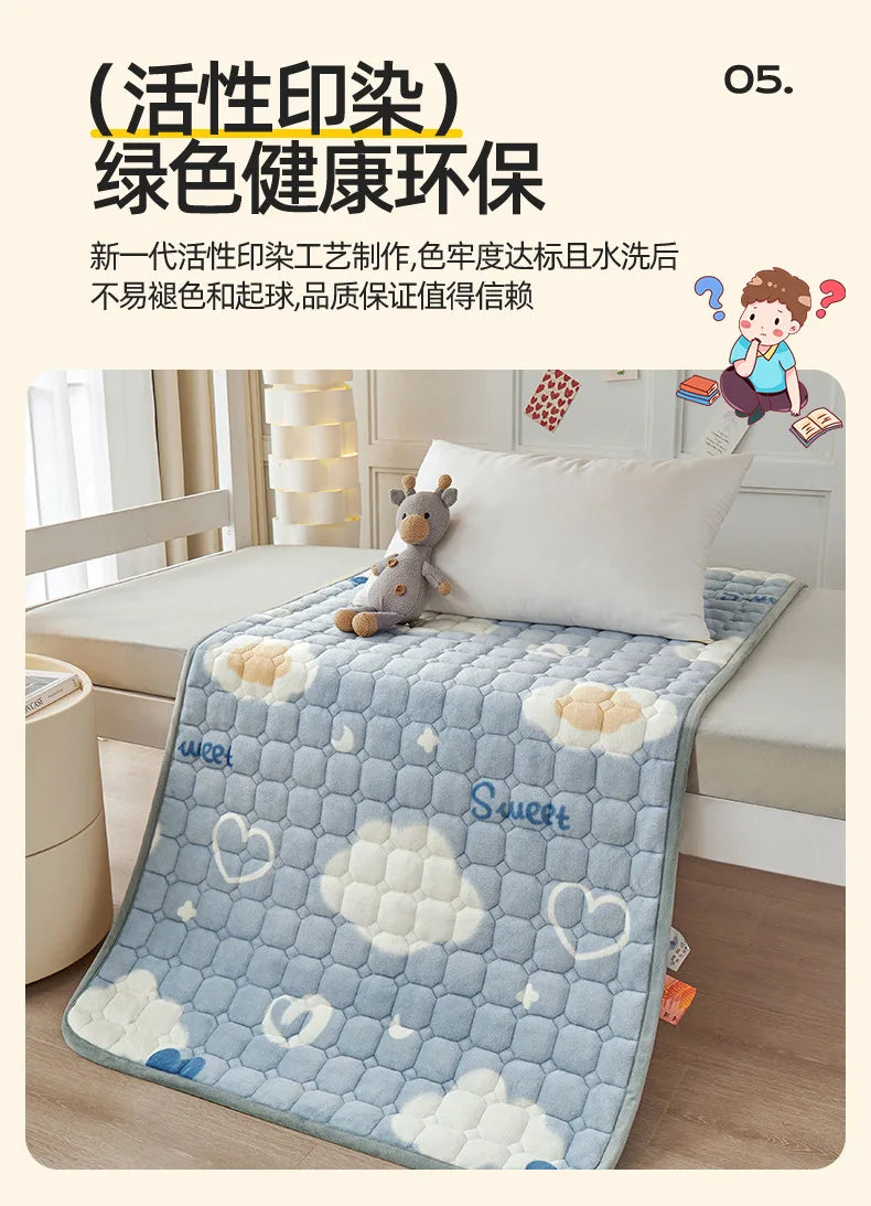 Winter Dormitory Soft Mattress Toppers Thick Warm Coral Velvet Bed Sheet Non-slip Mattress Cover Thin Bed Pad Tatami Floor Mat.