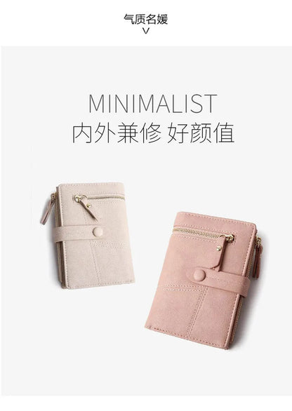 Personalized Name Women’s Short Wallet -Customize Name Multifunctional Solid Color Stitching Buckle，Multi-Card Slot Coin Purse.