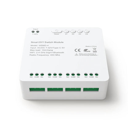 AVATTO Tuya WiFi 4-Kanal-Schaltmodul, 7–32 V/85–250 V RF433 Fernbedienungsrelais-DIY-Modul, funktioniert mit Alexa, Google Home, Alice.