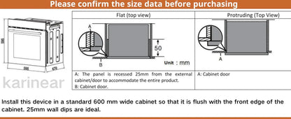 Karinear Electric Oven 65L Oven Built in Oven with accessories, Knob Control wtih 4 Functions 2200W Plug and Play 220V 60cm Wide.