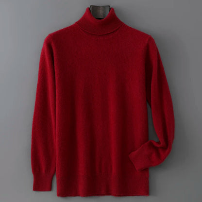 2025 Autumn/Winter High Collar Men's 100% Pure Wool Stylish Youth Loose Knitted Outerwear Flip Collar Casual Base Men's Sweaters