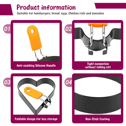 Handheld Batter Dispenser with Fried Egg Mold Set Pancake Cupcake Batter Dispenser Muffin Waffles Pastry Paste Distribution Tool.