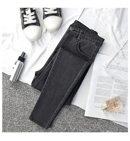 High-waisted Slimming Jeans Women's Cropped Pants Spring Autumn 2021 New Elastic Tight Slims Smooths Your Silhouette Pencil.
