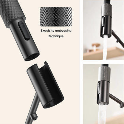 Modern chrome brass pull-out hot and cold water single hole kitchen faucet luxury 2 function drinking water mode sink faucet