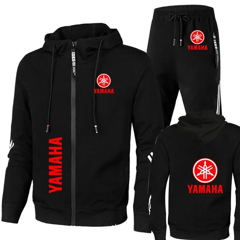 New motorcycle racing sportswear for men, featuring Yamaha logo print, zipper hoodie & pants, men's suit, men's sports suit.