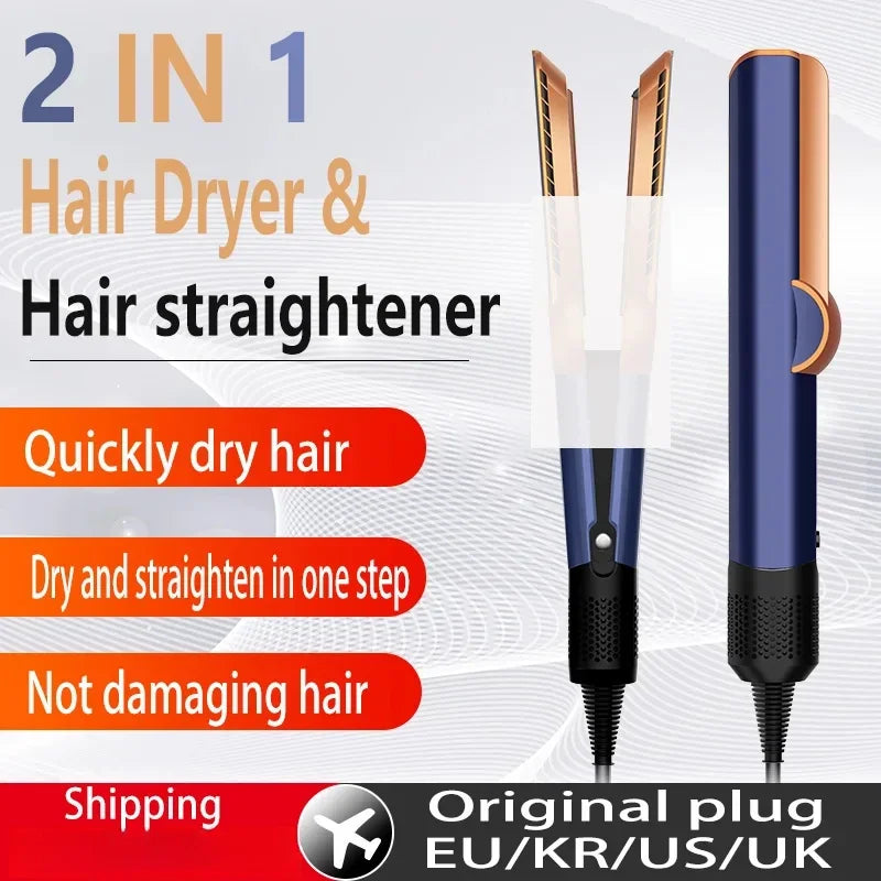 2 IN 1 Professional Hair Straightener & Hair Dryer Styling Tool Heat-Up Hair Flat Iron Negative Ion Iron Long-Lasting airstrait.