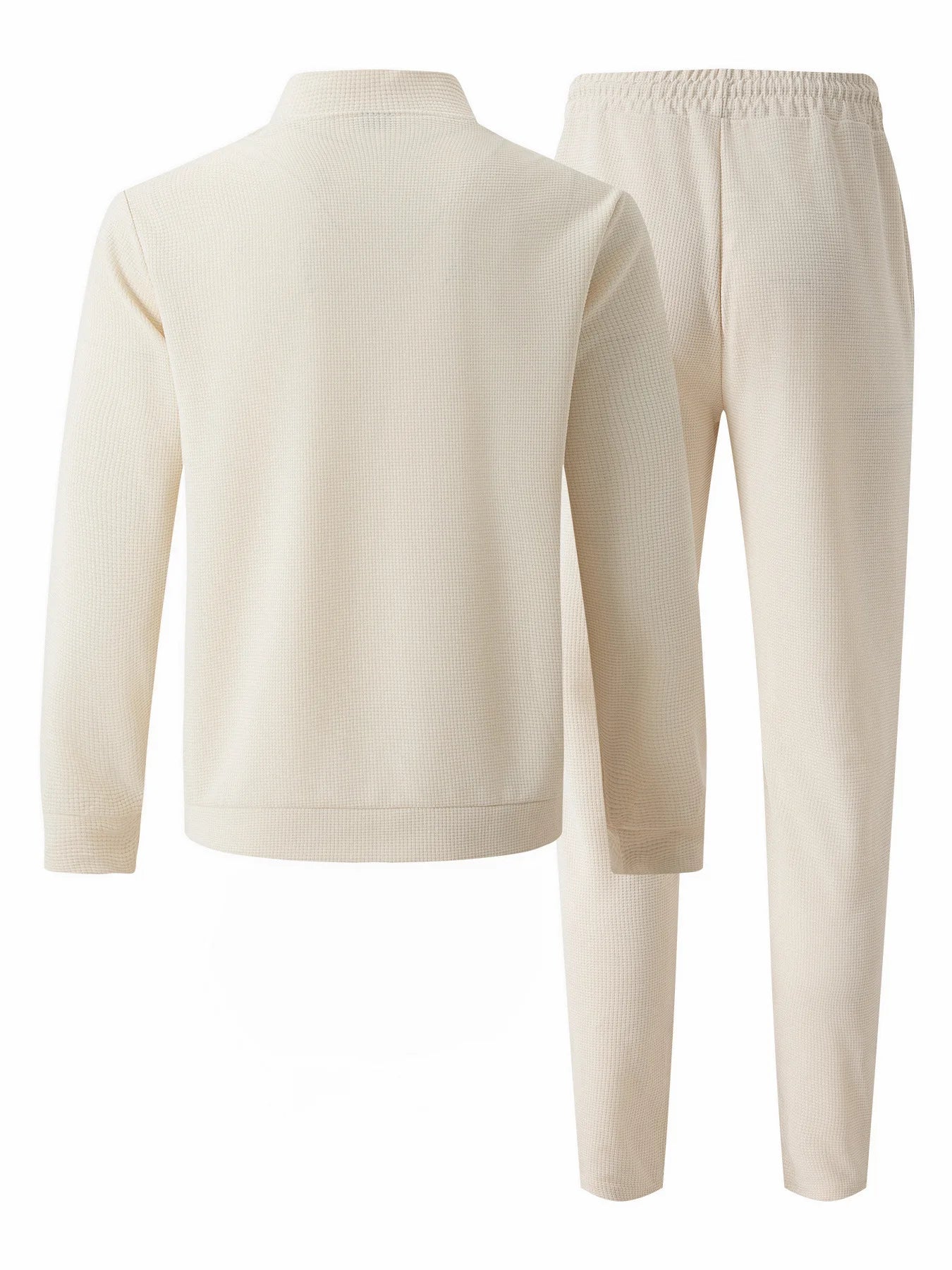 Autumnwinter men's casual blazer set new fashion Waffle baseball suit round neck pocket zipper long sleeve trousers two-piece se.