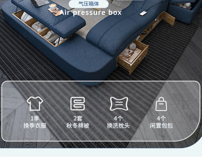 Nordic Smart Modulares Doppelbett Master Storage Luxus Designer Doppelbett Multifunktionale Leder Camas Ehe Möbel