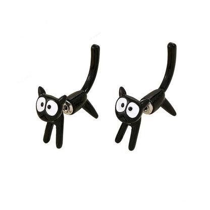 2023 New Fashion Cute Animal Stud Earrings Women Cartoon Small Black Cat Bear Shark Dinosaur Earring Ear Stud Girl Funny Jewelry.