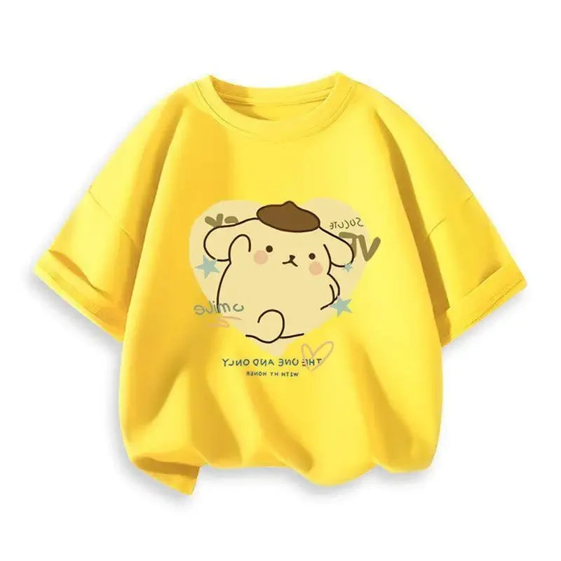 2024 New Summer COTTON T shirt Girls Boys Cinnamoroll T shirt Cartoon Print Kids T-Shirts Children Girls Tops Clothes.