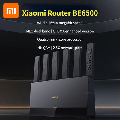 Xiaomi Router BE6500 Wi-Fi 7 4-Core 2.5G Ethernet Port lOT Intelligent Linkage Mesh Networking MLO Dual Bands Mijia APP Control.