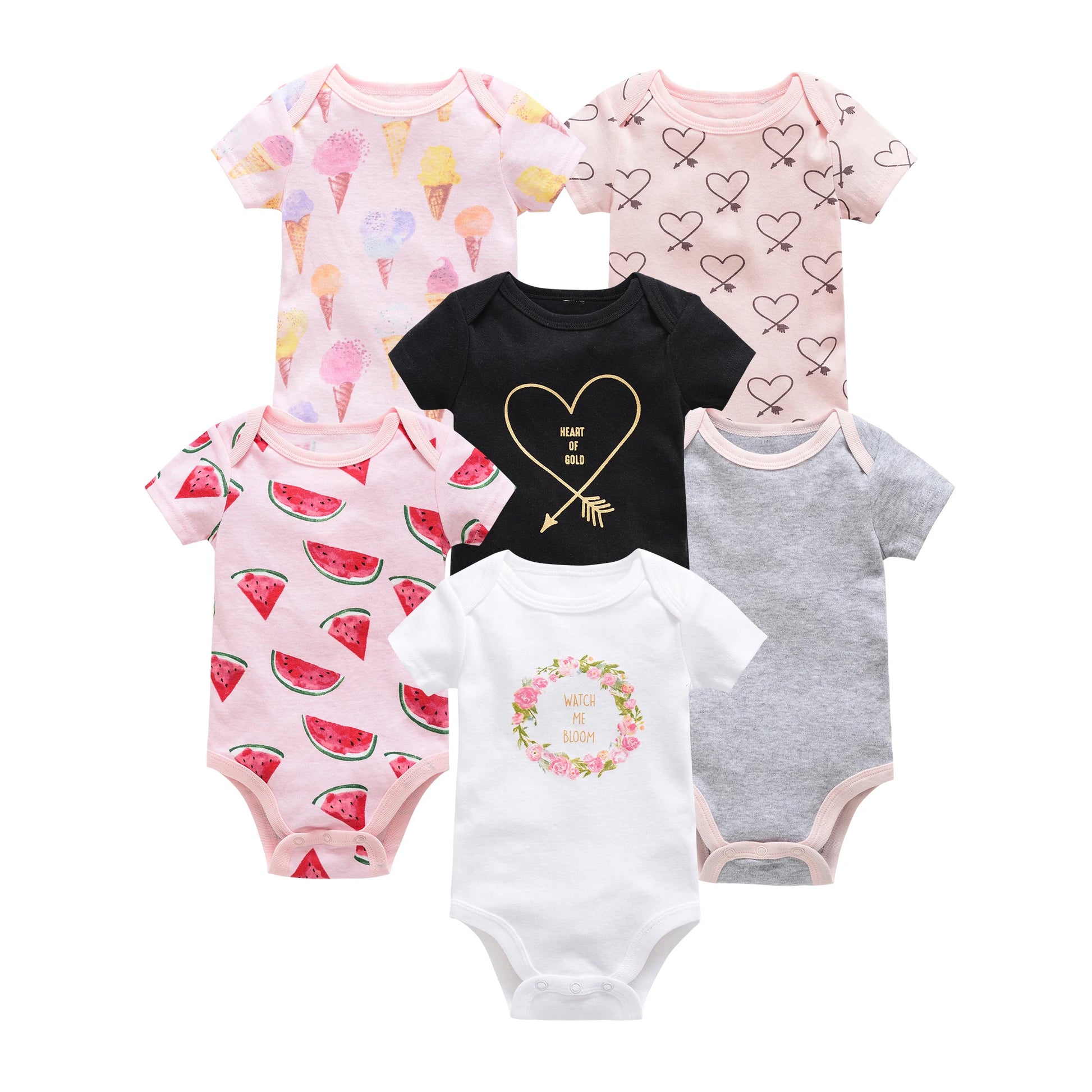 3/6 Stück viel Baby-Kleidung für Mädchen, Gastronomie, Baumwolle, kurzärmelig, Mädchen-Body, 0–12 Monate, Neugeborene, Jungen-Kleidung, Kleinkind.