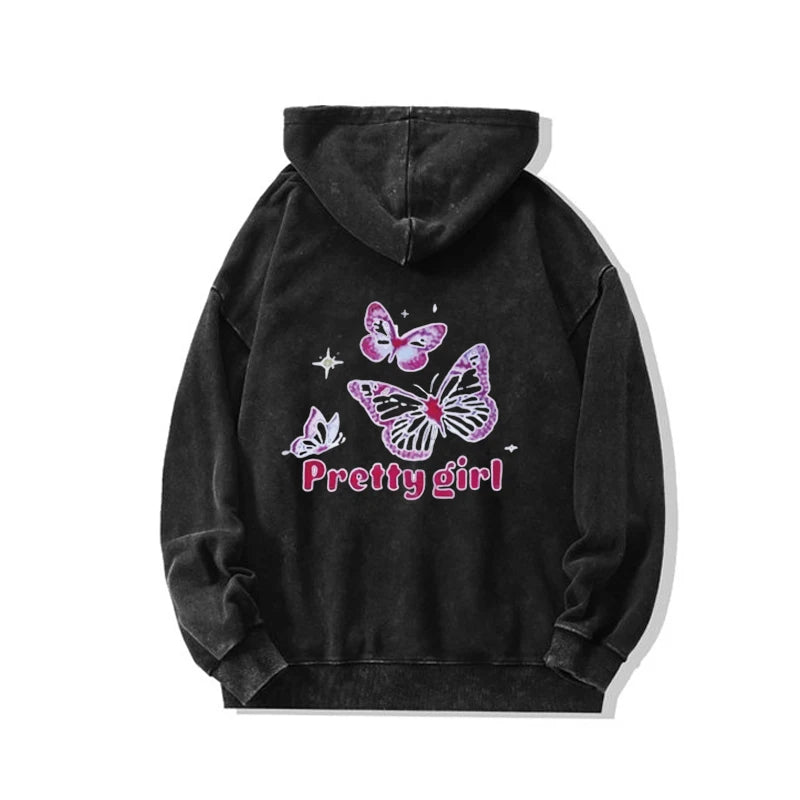 Blessyuki Herbst Winter Gothic Streetwear Print Hoodies Frauen neue lässige Retro gewaschen Plus Size Pullover weibliche Baumwolle Top