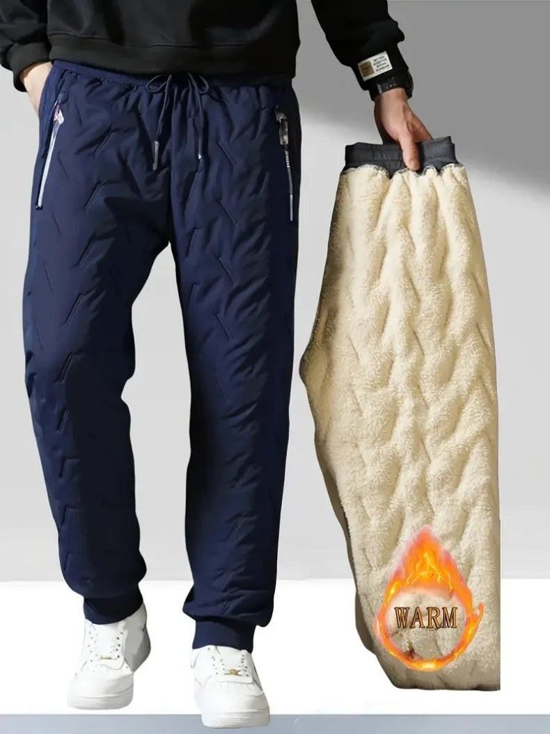 UETEEY Winter Thermal Fleece Pants Men Plush Lambswool Thicken Warm Waterproof Trousers Man Casual Windproof Joggers Sweatpants.