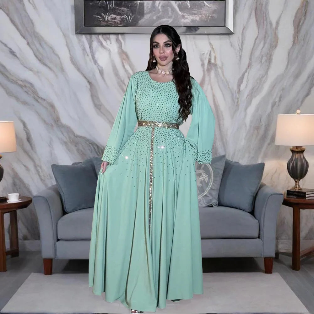 Abendkleider Arabische Lange Robe Stickerei Muslimische Frauen Party Jalabiya Eid Ramadan Marokko Dubai Abayas Kaftan Islam Vestidos Neue.