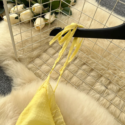 SINGREINY 2025, süßes Sommerkleid für Damen, Spaghettiträger, plissiert, 3D-Blumenmuster, schickes Sommerkleid, Fairycore, unregelmäßiges Kleid.