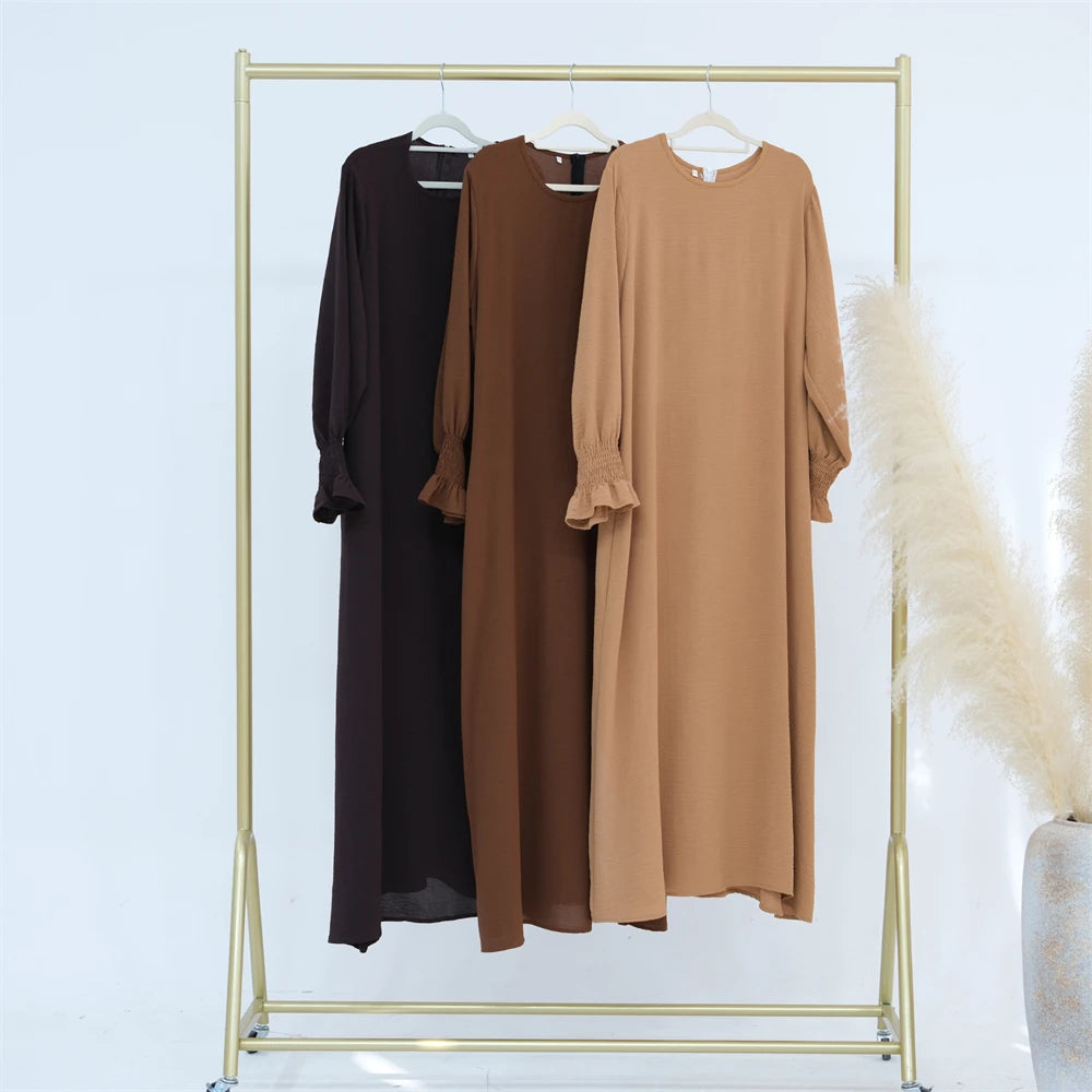 Eid Jersey Solid Modest Under Abaya Dubai 2024 Palestine Women Islamic Clothing Muslim Kaftan Inner Dresses Robe Femme Musulmane.