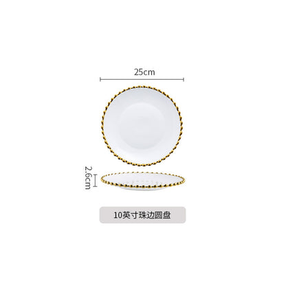 Nordic Luxury Phnom Penh Love Plate Ceramic Plate Dim Sum Fruit Breakfast Salad Dish Restaurant Steak Plate Jewelry.