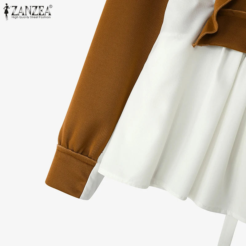 ZANZEA Plus Size Sweatshirts Elegante Pullover Herbst Langarm Damen Gut sitzende O-Ausschnitt Hoodies 2-teilige Strickpullover 5XL.