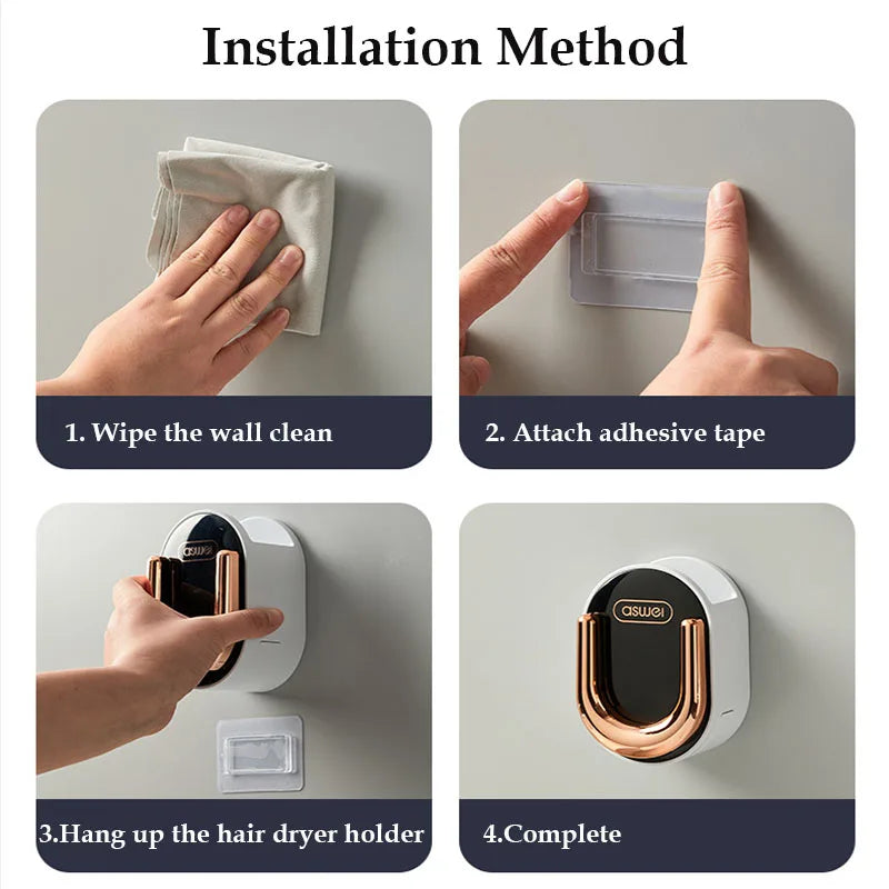 An der Wand montierter Dyson Haartrocknerständer, faltbarer Haartrocknerhalter mit Kamm, Aufbewahrungsbox, Badezimmer-Organizer, Aufbewahrungshalter