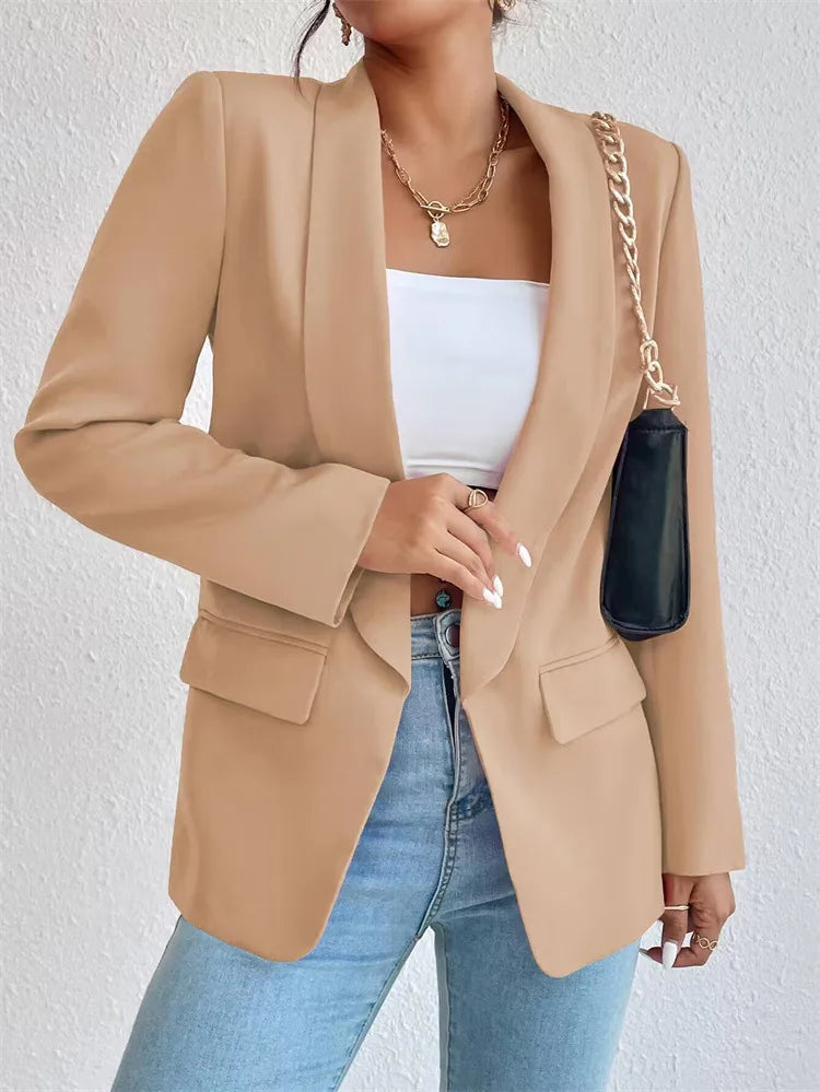 Koreanische Beliebte Rosa Neue Oberbekleidung Frauen 2024 Mode Weiblichen Frühling Jacke Casual Langarm Schwarz Blazer Mäntel