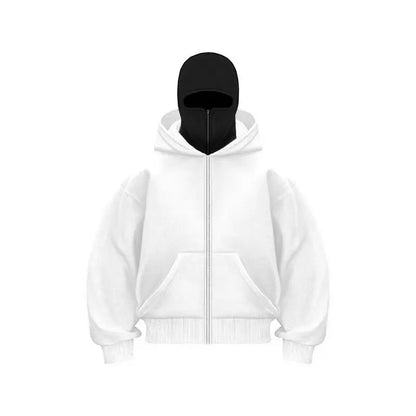 2025 Autumn Men Balaclava Y2K Gothic Harajuku Winter New Item Double Hooded Sweatshirt Men's Hooded Mask Zipper Sportswear Women.