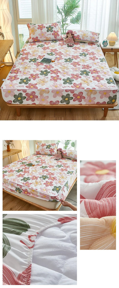 Printed Bedspread Bed 90/120/150/180cm Cover Thicken Bed Linen Sheets fundas de colchón Non-slip Mattress Covers (No Pillowcase).
