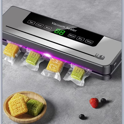 Electric Vacuum Sealer Dry/Wet Food Sealed Packaging Kitchen Food Storage Seal UV Sterilization Built-in Cutter Knife.