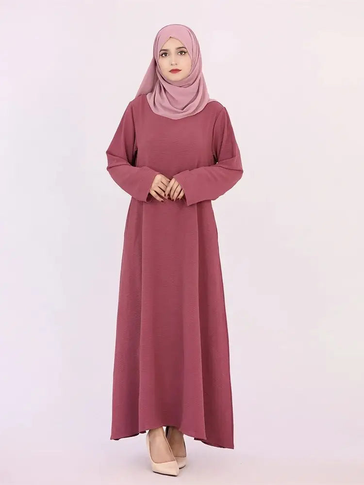 Ramadan Eid Solid Linen Dubai Abaya Turkey Islam Muslim Modest Dress Kaftan Prayer Clothes For Women Kebaya Robe Femme Musulmane.