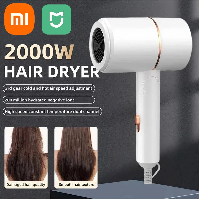 XIAOMI Folding Hairdryer High Power Negative Ion Hair Dryer Home Thermostatic Travel Portable Silent Hair Brush Dryer 2025