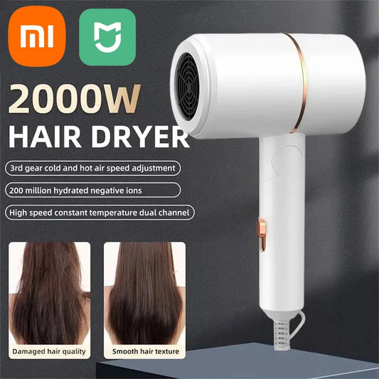 XIAOMI Folding Hairdryer High Power Negative Ion Hair Dryer Home Thermostatic Travel Portable Silent Hair Brush Dryer 2025