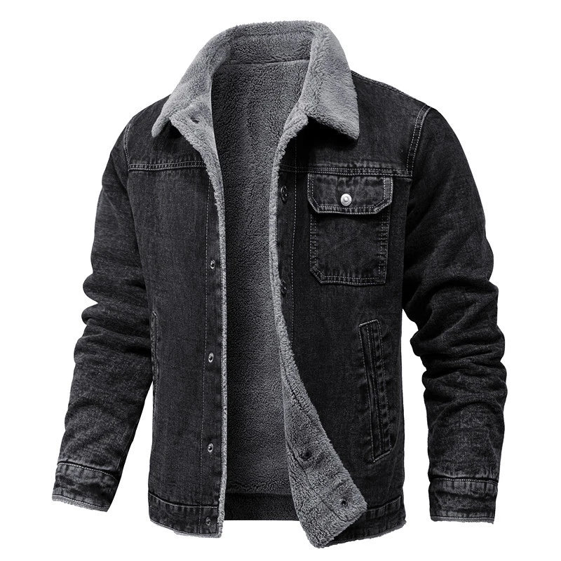 DIMUSI Winter Men's Denim Jackets Man Fleece Warm Windbreaker Jacket Fashion Mens Retro Cotton Military Jean Coats Clothing.