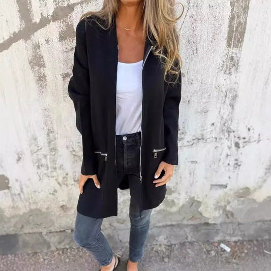 Herbst Winter Casual Zipper Mit Kapuze Jacke Frauen Langarm Strickjacke Mantel frauen Windjacke Beiläufige Gerade Jacken Rote Mäntel