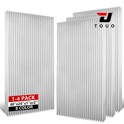 TOUO Wedge Soundproof Acoustic Foam Panels 47.2"x23.6" 1-4Pack Noise Absorbing Wall Tiles for Bedroom Music Room Studio