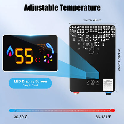 6500W 220V Electric Instant Hot Water Heater  Shower Bathroom Faucets Kitchen Tap Digital Display Temperature Automatic