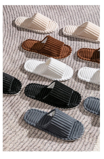 Herren-Hausschuhe mit offener Zehenpartie, Herbst und Winter, rutschfest, atmungsaktiv, Schlafzimmer, geräuschlos, Paar-Hausschuhe für Frühling und Herbst.