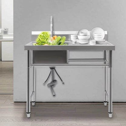 [Edelstahlspüle] 201 Edelstahlspüle – 100 x 60 x 93 cm – für gewerbliche Räumlichkeiten – tiefes Becken