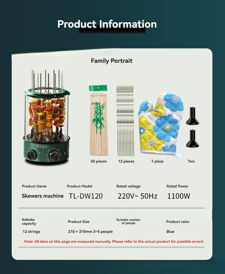 Non-smoking Automatic Rotating Household Electric Barbecue Oven Large Capacity Camping Multi-function.