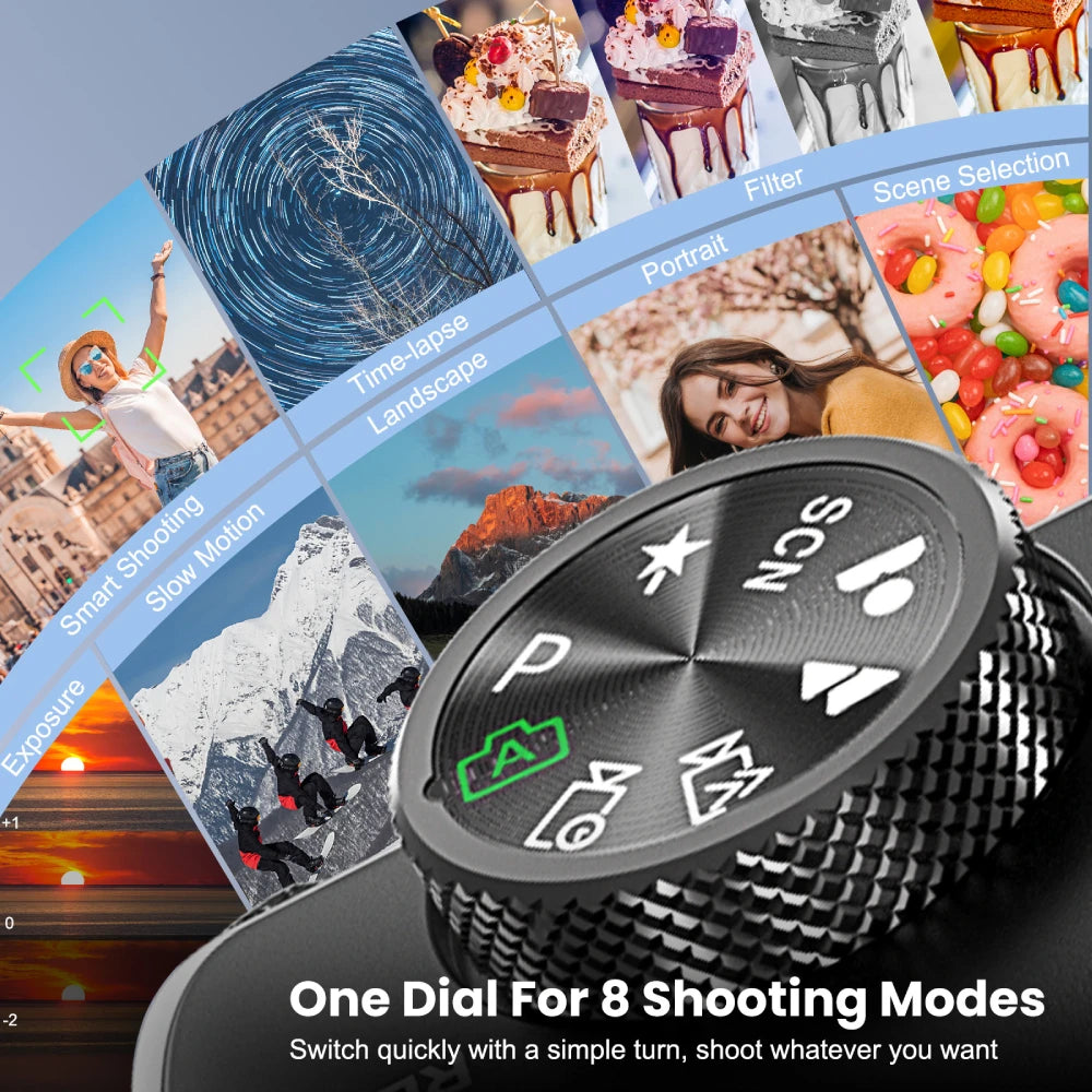 8K Digital Camera for Photography, Front And Rear Dual lens Vlogging Camera with Autofocus, WiFi Touchscreen 16X Digital Zoom.