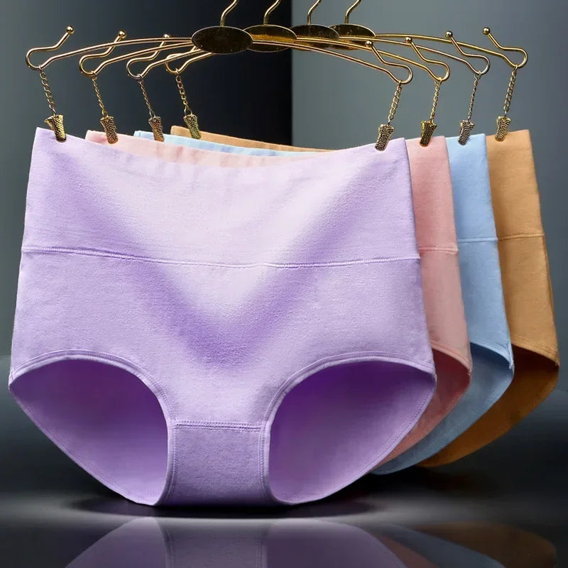 4Pcs/Lot High Waist Underwear Cotton Panties Women Body Slim Abdominal Underwear Plus Size Girls Briefs Female Lingerie Shaper.
