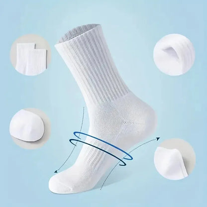 5/10/20 Pairs Neutral Solid Color Round Neck Socks Spring Autumn Sweat Absorbing Breathable Comfortable All-season Sports Socks.